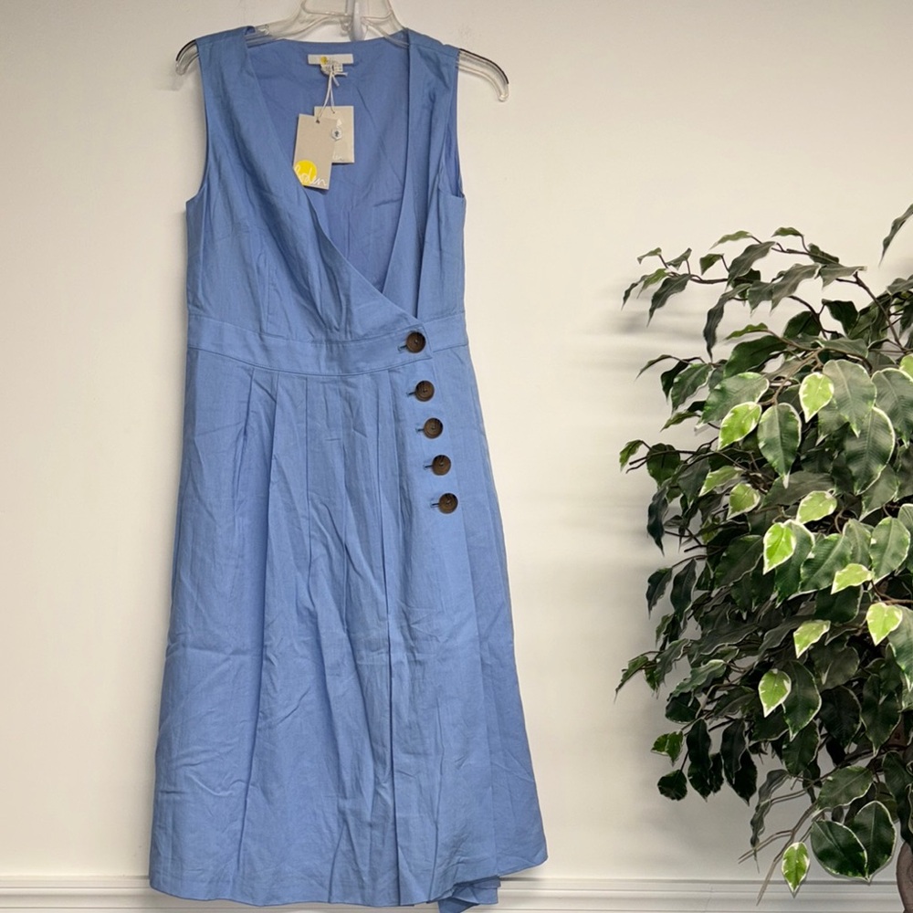 Boden Blue Sleeveless V-Neck Midi Dress